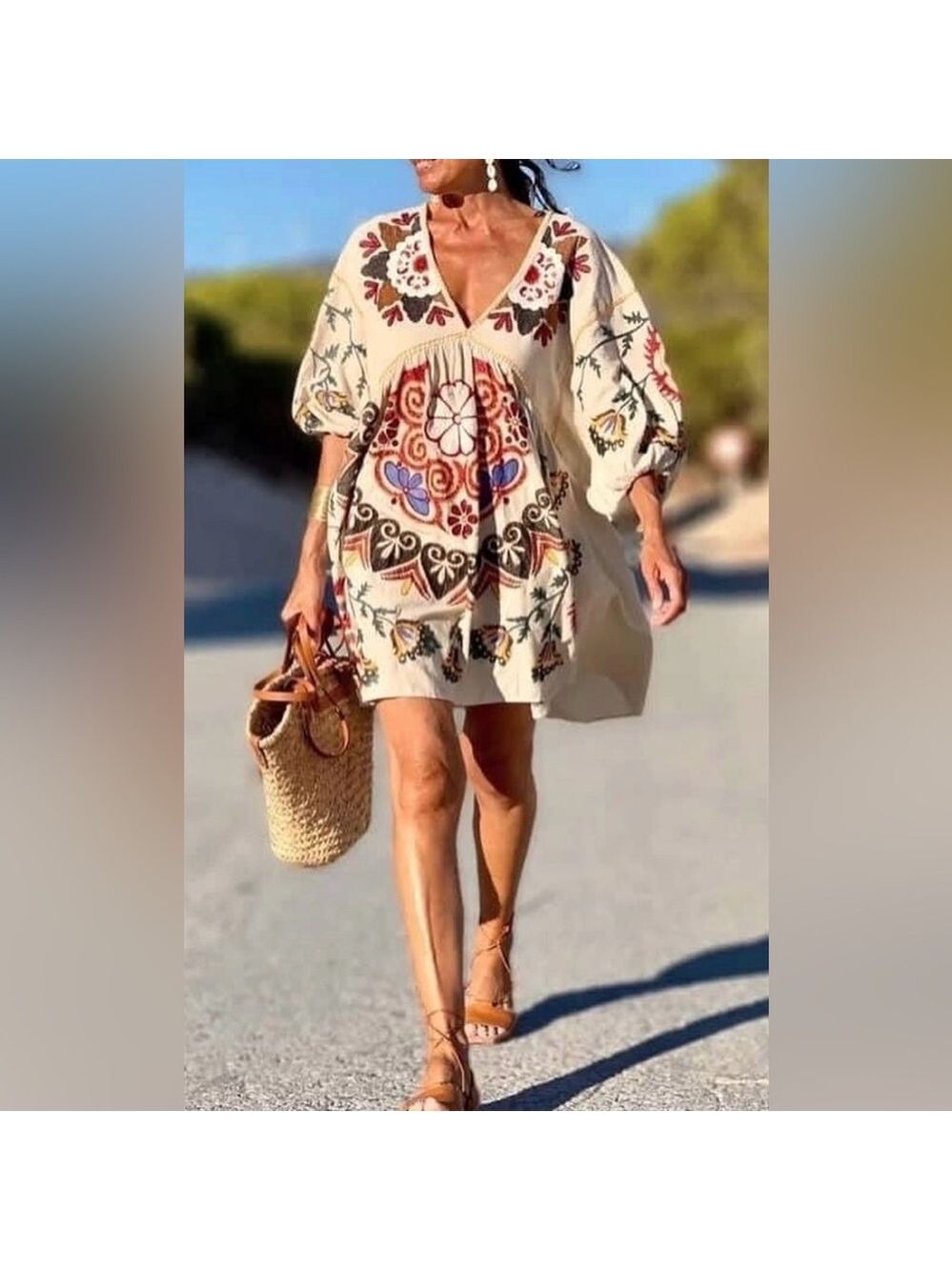 Zara linen blend floral embroidered dress - absolutely stunning / medium